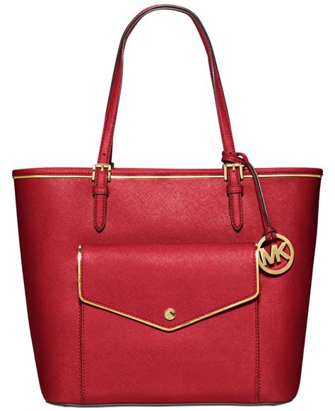 michael kors red bowling ball perforated top side purse|macy's michael kors purses.